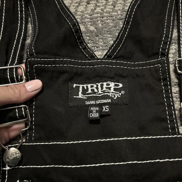 Tripp NYC Daang Goodman Black Spike Studded XS Overalls Shortalls Goth Emo - Picture 5 of 7